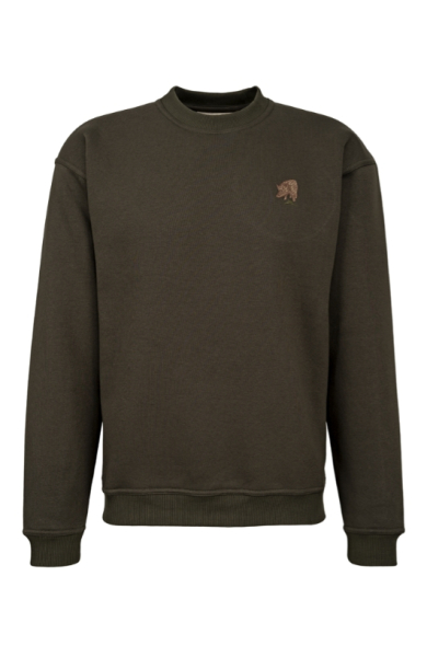Jäger Sweat Shirt , Rundhals Sweatshirt , Herren Sweatshirt , Jagd Baumwoll Pullover Oliv "